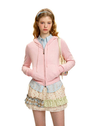 [Moromoro2] Handmade Patch Hooded Zip-Up  Cardigan