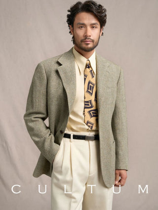 [CULTUM] Heavyweight Wool Herringbone Blazer