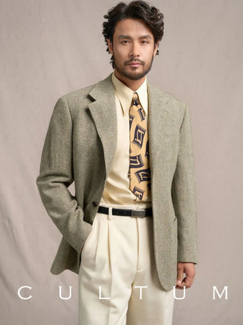 [CULTUM] Heavyweight Wool Herringbone Blazer