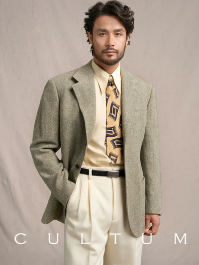 [CULTUM] Heavyweight Wool Herringbone Blazer