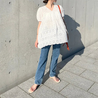 Straight denim pants
