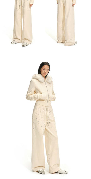 [NOTAWEAR] Rhinestone Gradient Wide Leg  Sweatpants