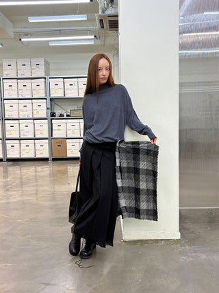 [NeverSeez] High-neck Color-block Knit Sweater