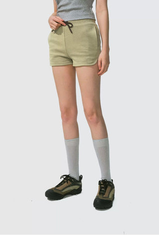 [Monterest] Drawstring Logo Embroidered Sweat Shorts