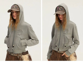 [Monterest] Speckled Hooded Zip-Up Sweatshirt