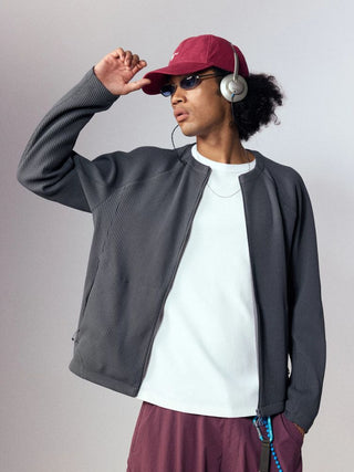 [Monterest] Waffle Knit Zip-Up Cardigan Jacket
