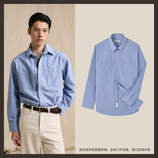 [CULTUM] Washed Cotton Work Shirt with Pockets