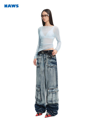[NOTAWEAR] Lightning Wash Wide-Leg Denim  Pants