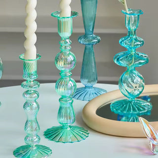 Groovy Glass Taper Candle Holders