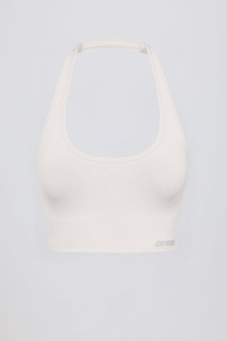 Define Luxe Halterneck Sports Bra in White