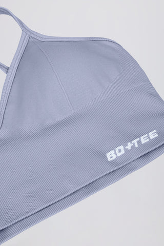 Define Luxe V-Neck Sports Bra in Blue Grey