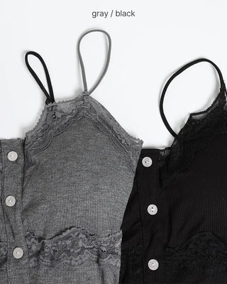 Lace button sleeveless top