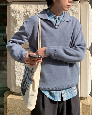 Open-collar knit