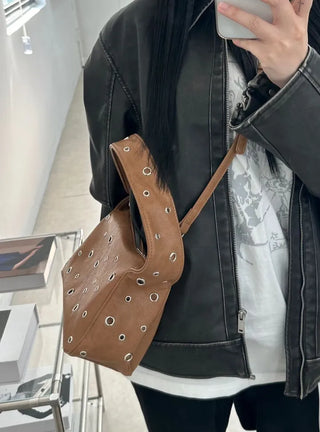 eyelet hobo bag