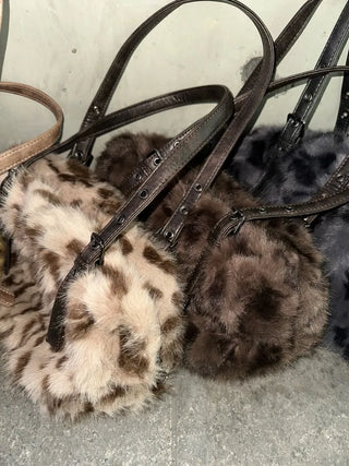 Grunge Leopard Fur Bag