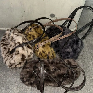 Grunge Leopard Fur Bag