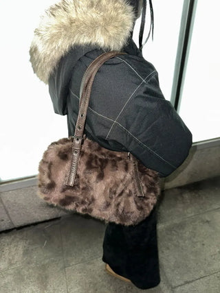 Grunge Leopard Fur Bag
