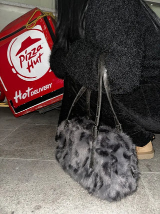 Grunge Leopard Fur Bag
