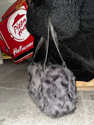 Grunge Leopard Fur Bag