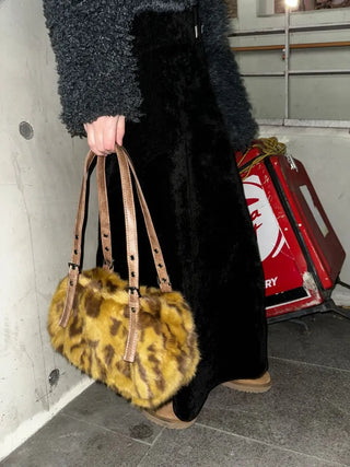 Grunge Leopard Fur Bag