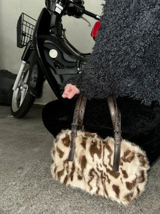 Grunge Leopard Fur Bag
