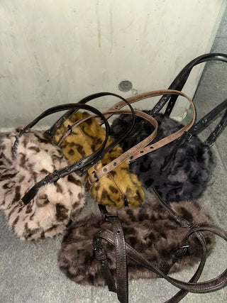 Grunge Leopard Fur Bag