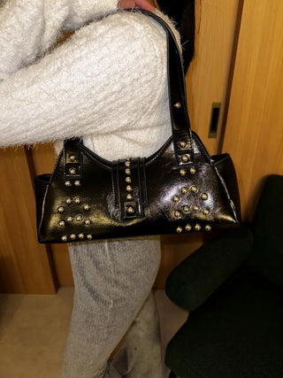 Western Studded Leather Shoulder Bag