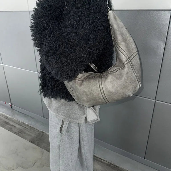 Graypip Crack Leather Vintage Shoulder Bag