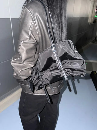 Dav Nylon Belt Shirring Shoulder Bag