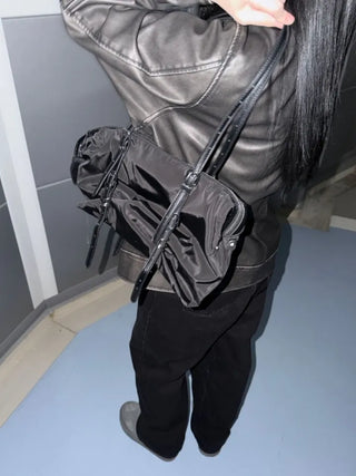 Dav Nylon Belt Shirring Shoulder Bag