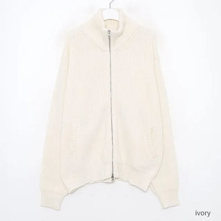High-neck knit zip-up