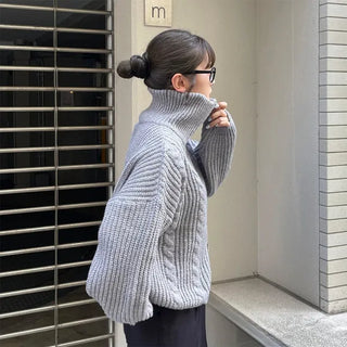 Twist knit zip-up