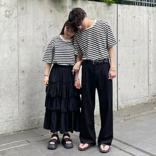 Frilled tiered long skirt