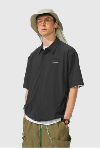 [Monterest] Arc Seam Short Sleeve Layered Shirt