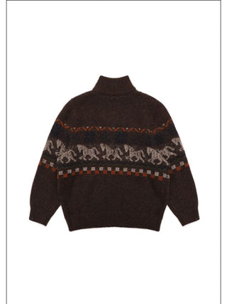 MASONPRINCE Fair Isle High-Neck Half-Zip Sweater