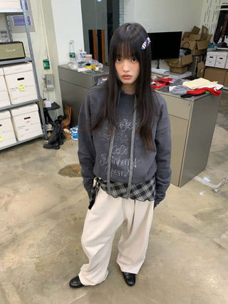 NEVERSEEZ Distressed Patch Embroidered Sweatshirt