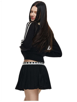 [NECY] Sweet Heart Jacquard Zip Cardigan