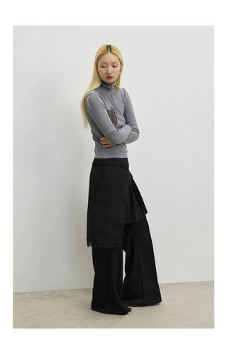 CONP Lace Pleated Skirt & Pants (Black)