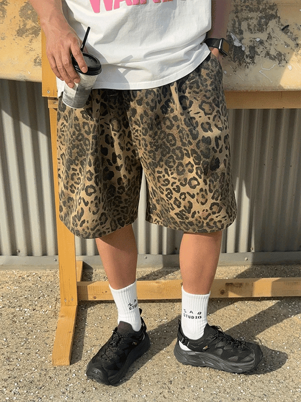 Koon Washed Leopard Bermuda Shorts