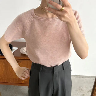 U-neck short-sleeved knit