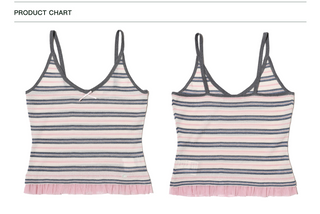 [moromoro2] Striped Mesh Hem Cami Top
