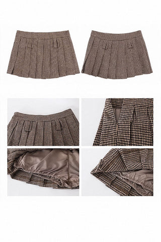 high waist Pleated mini skirt