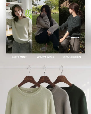 (round neck/v-neck) Soft round knit - 9 colors