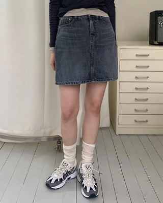 (Skort) Denim Skirt Pants - 4 sizes