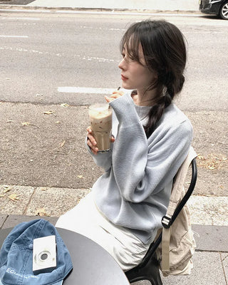 (round neck/v-neck) Soft round knit - 9 colors
