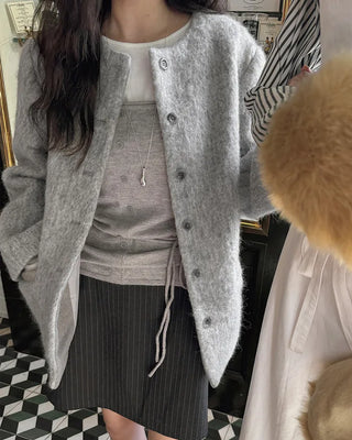 Hairy Collarless Half Coat