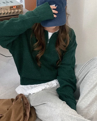 Frilled layered long-sleeved T-shirt
