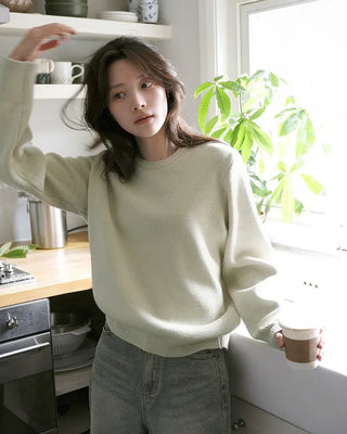 (round neck/v-neck) Soft round knit - 9 colors