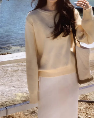 (round neck/v-neck) Soft round knit - 9 colors