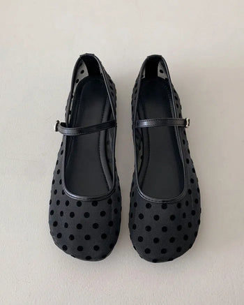 Mesh Dot Meriyane Flat Shoes